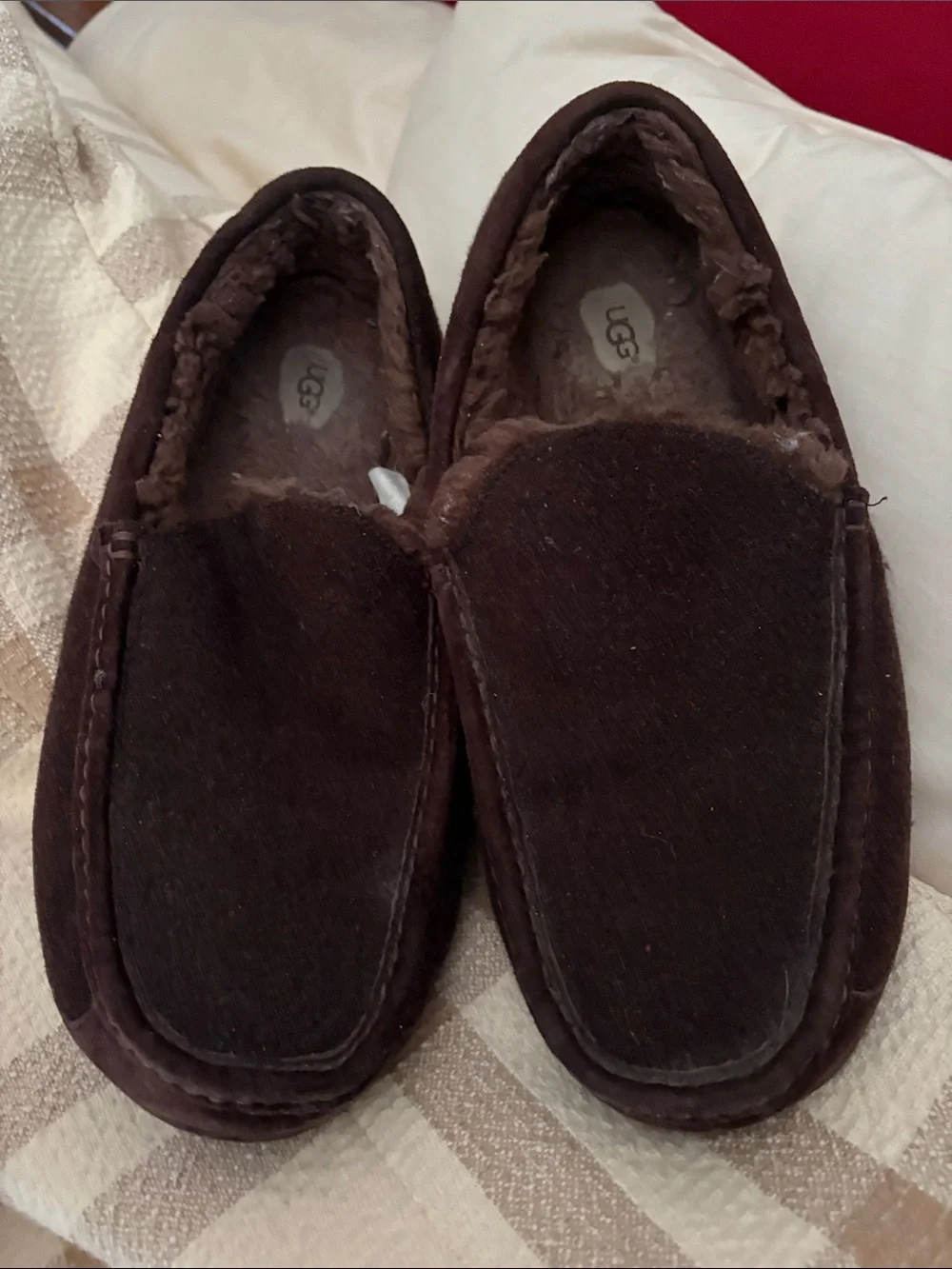 UGG Men's Brown Suede Slip-On Moccasin Loafers